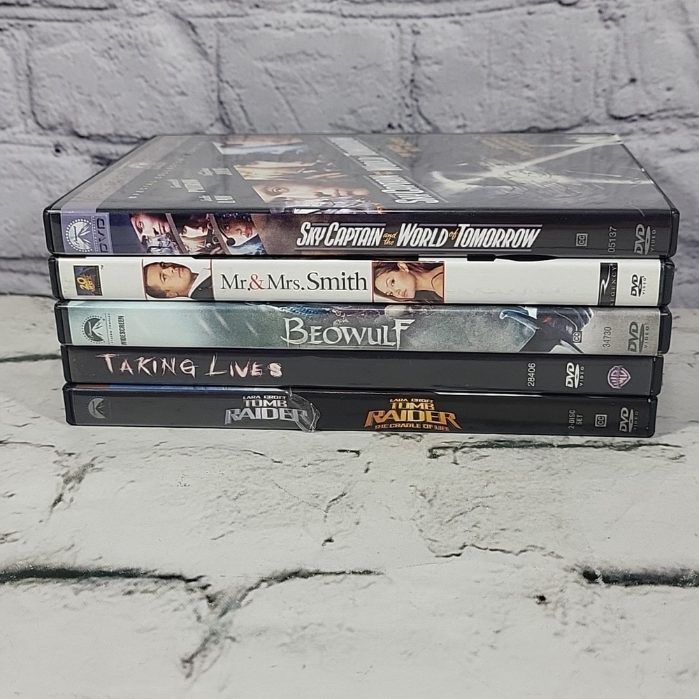 Angelina Jolie Movies DVD Lot Of 5 Tomb Raider Beowolf Taking Lives Mr Mrs Smith